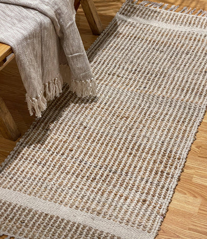 BRAIDED JUTE RUG, NATURAL JUTE-IVORY, 2'x5'