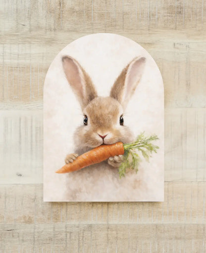 7”x10” Bunny Eating A Carrot Wood Arch