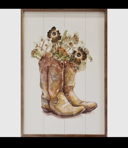 Brown Boots With Flowers