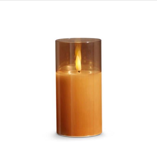 2”X 4” Gold Glass Ivory Pillar Candle