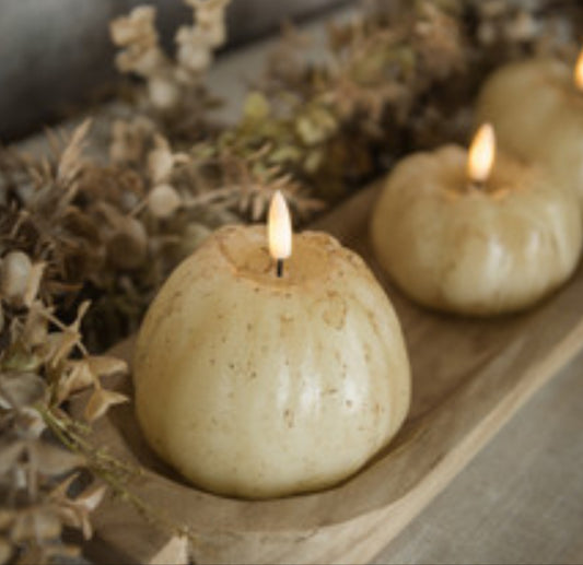 4” Cream 3D Flame Tall Pumpkin Candle