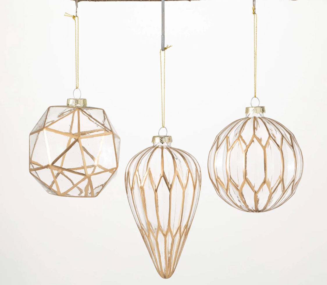 Modern Glass & Gold Ornaments-asst styles