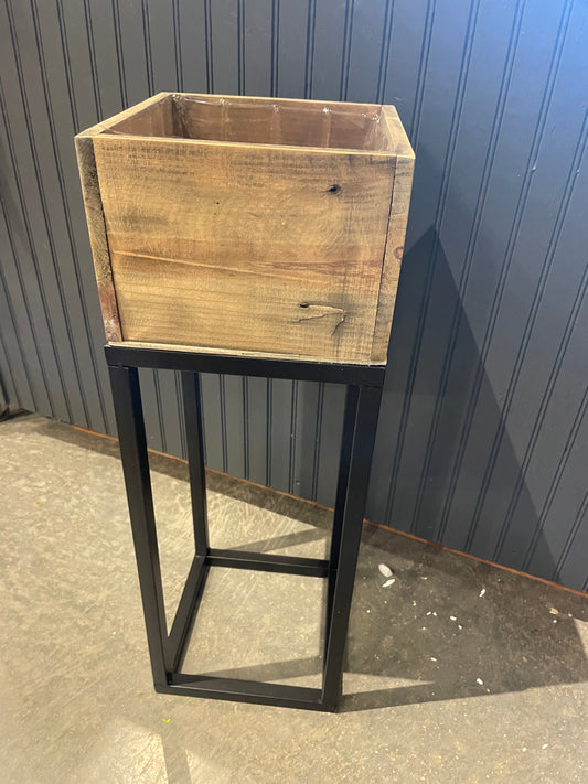 26.25” Wood Planter w/Metal Stand