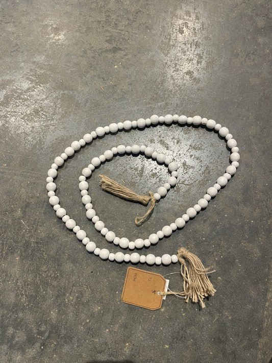 48” White Bamboo Wood Garland w/ Tassels