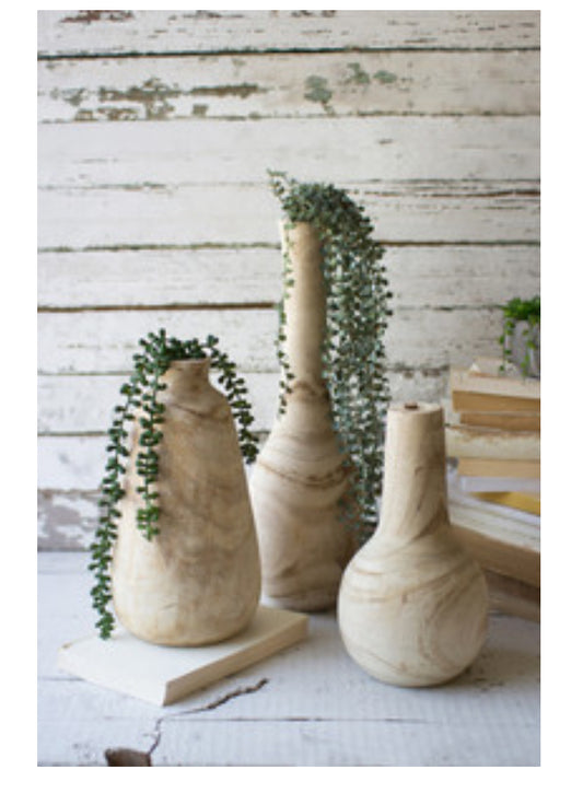 Hand-Carved Tall Wooden Bottles-lg