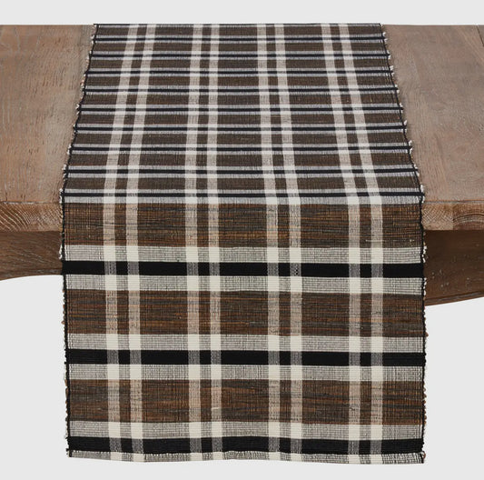 Plaid Woven Water Hyacinth Runner