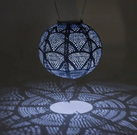 Stella Globe 8” Solar Lantern-Metallic Blue