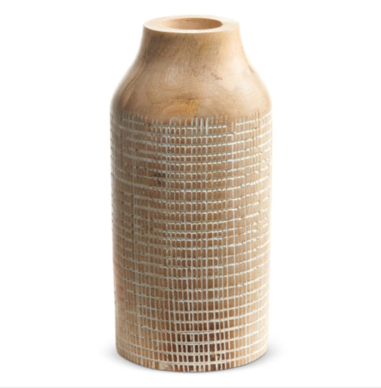 10” Wood Plaid Vase