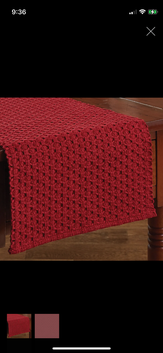 36”L Red Chadwick Table Runner