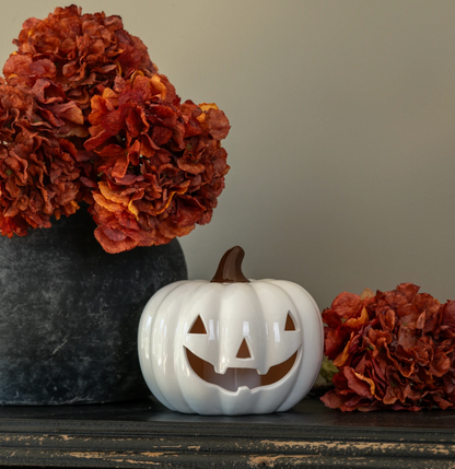 6.25” White Ceramic LED Pumpkin
