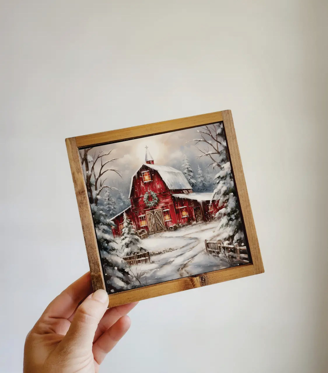 6”x6” Red Christmas Barn