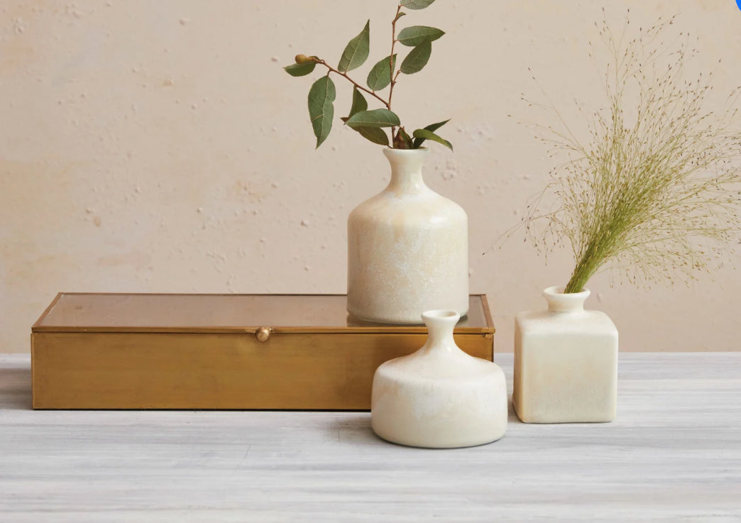 4-1/4”H, White Stoneware Vase