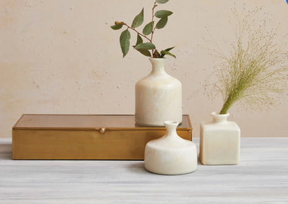 4-1/4”H, White Stoneware Vase