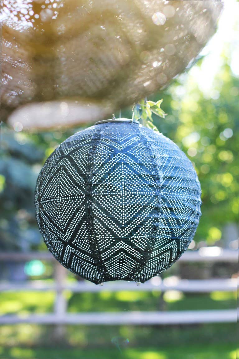 Stella Market 12" Globe Solar Lantern - Ink