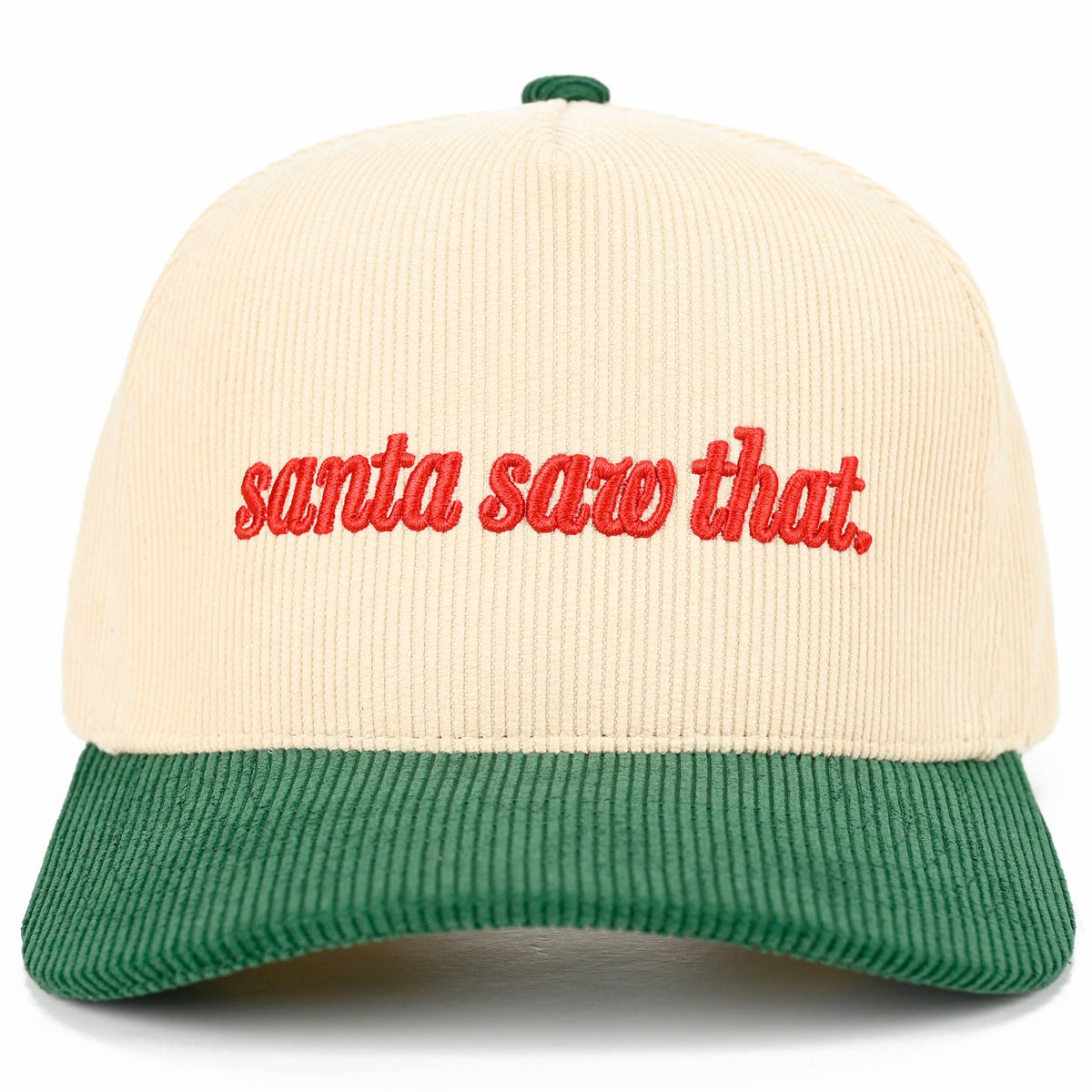 C.C SANTA SAW THAT Letter Corduroy Trucker Cap