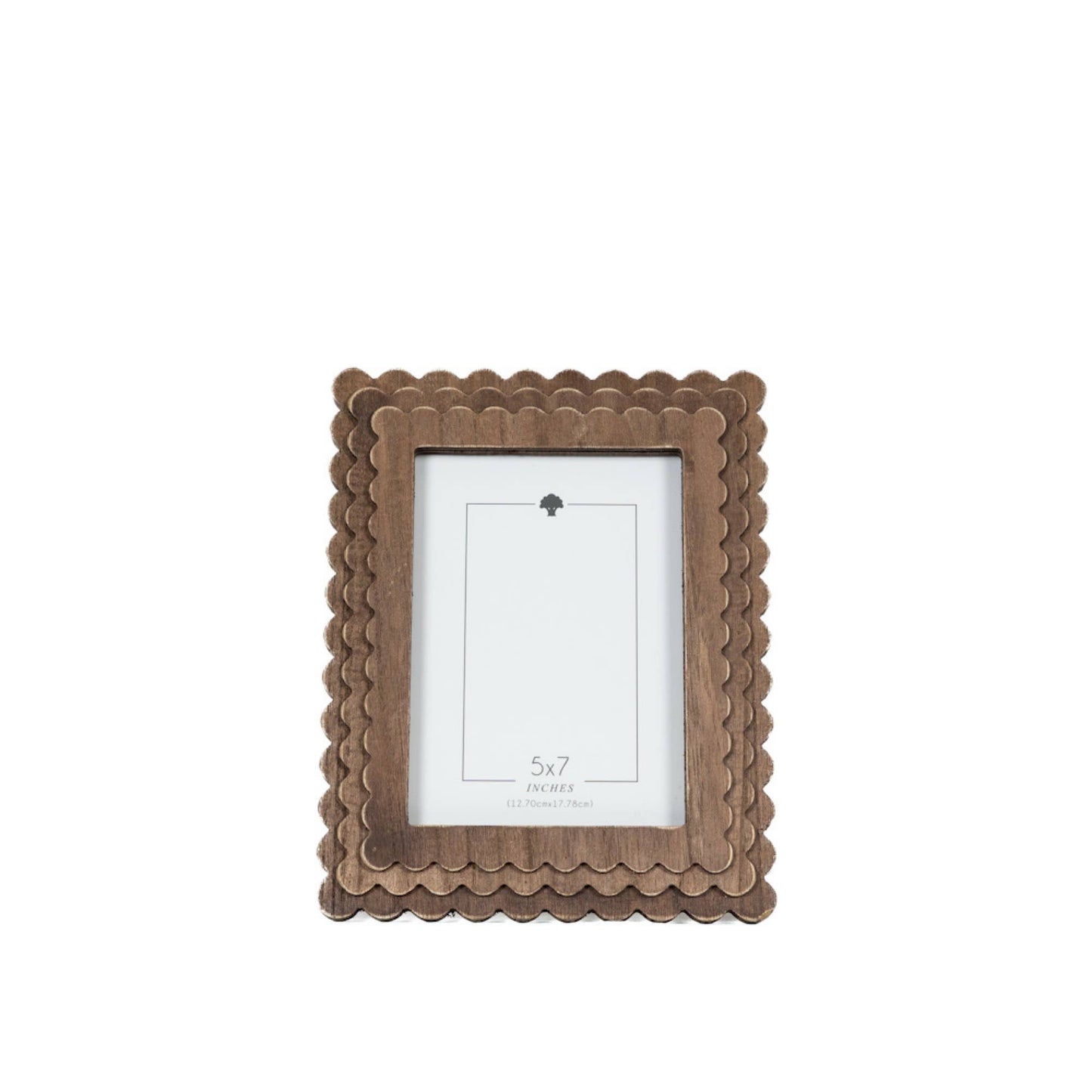 Wood scallop photo frame for 5x7 pic, espresso - 17030