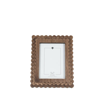 Wood scallop photo frame for 5x7 pic, espresso - 17030