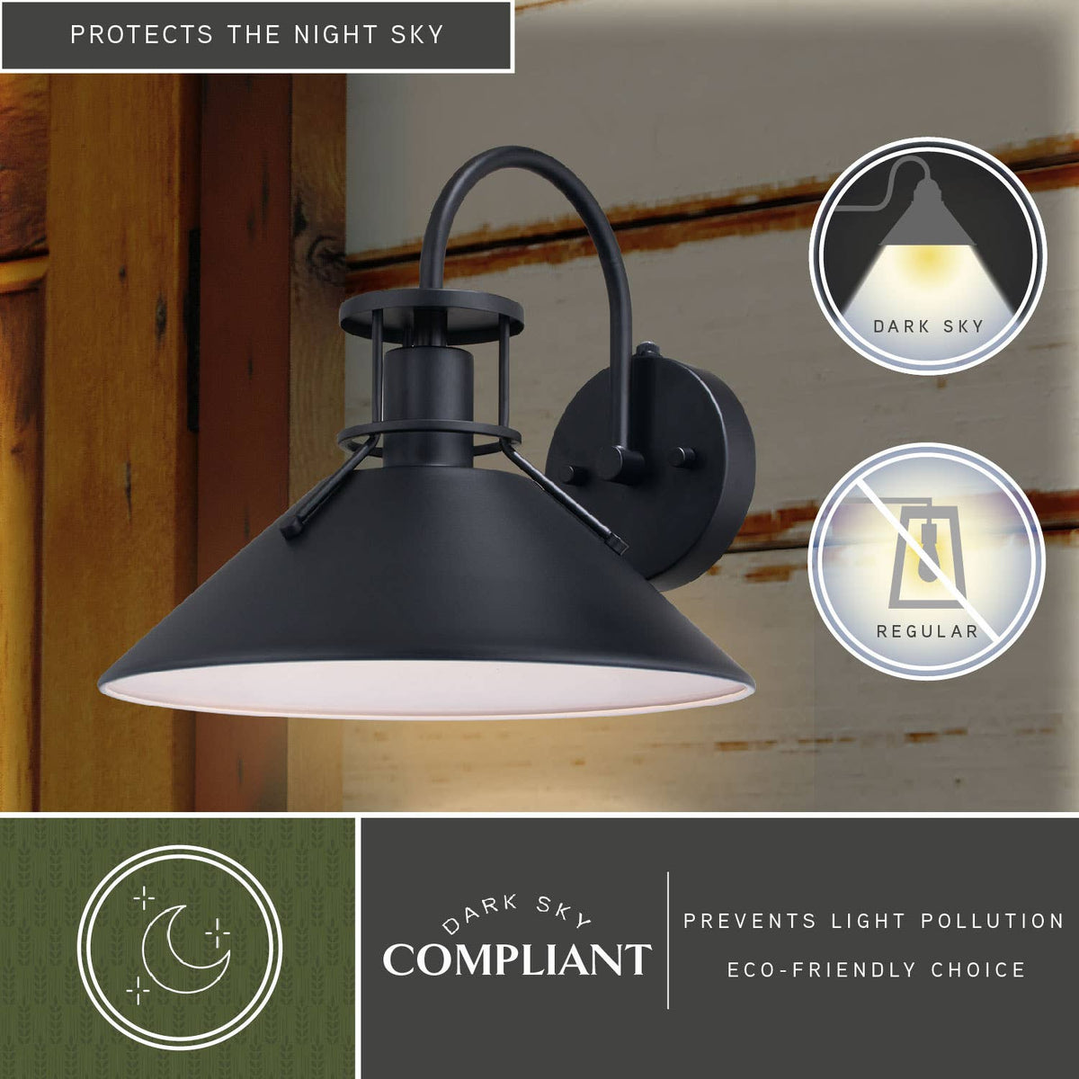 Black & White Outdoor Wall Light, Dusk to Dawn, Dark Sky