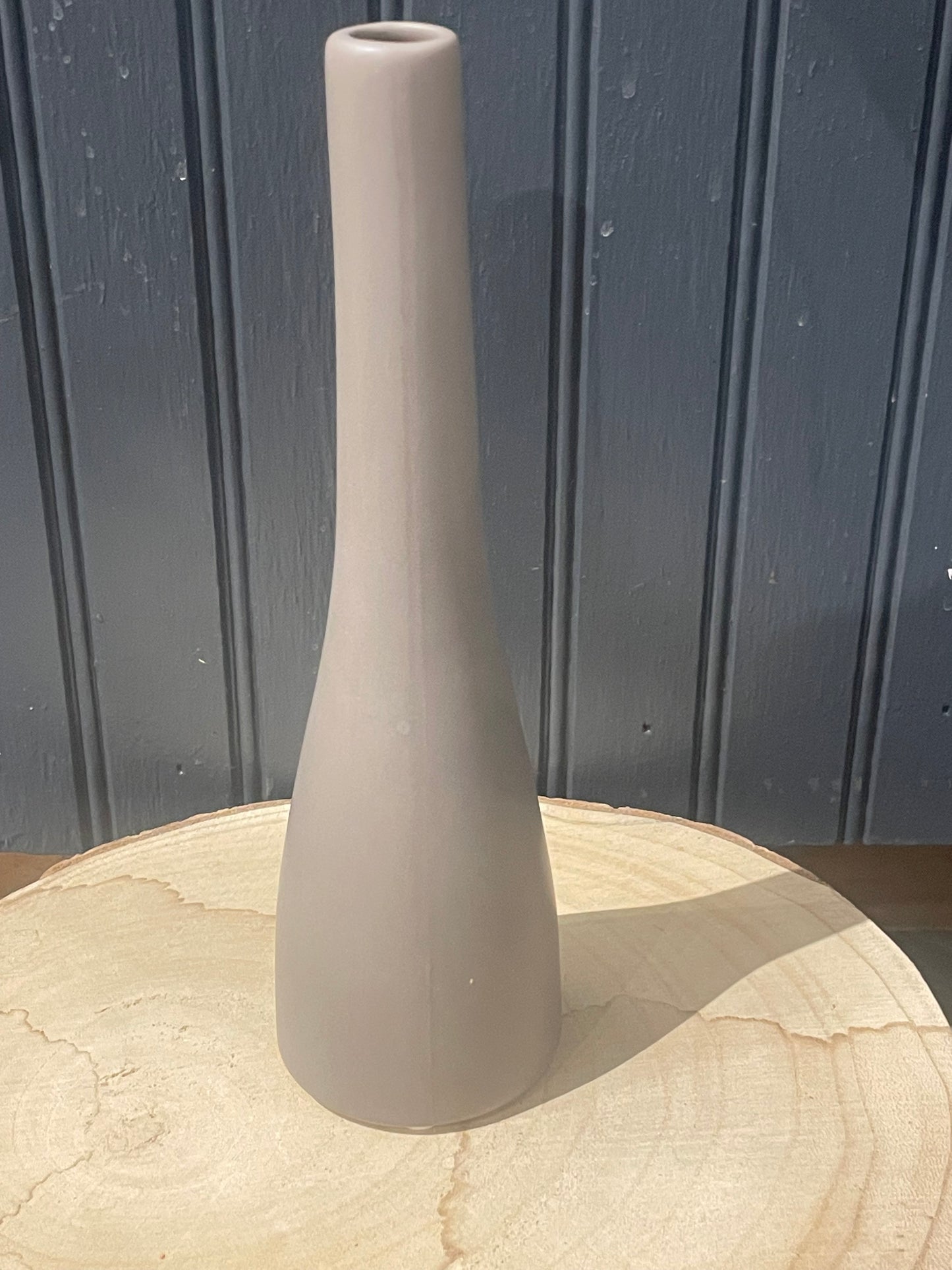 Taupe Warm Matte Slim Vase