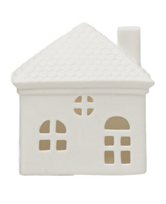 Stoneware Bisque House w/LED Light