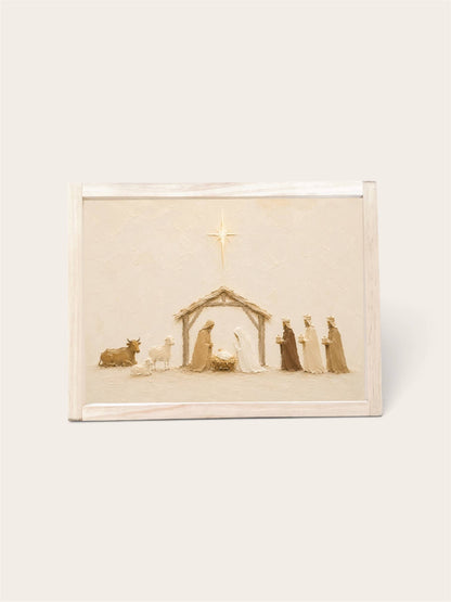 12” x 8” Neutral Nativity Landscape | Christmas 2026 Wall Art