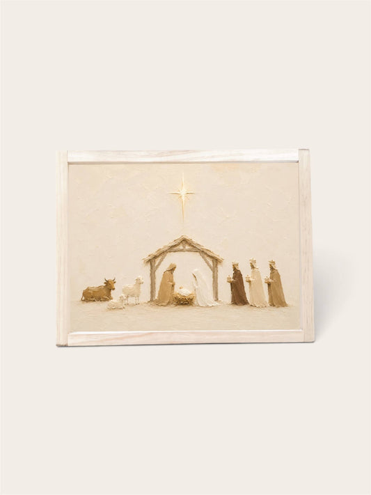 12” x 8” Neutral Nativity Landscape | Christmas 2026 Wall Art