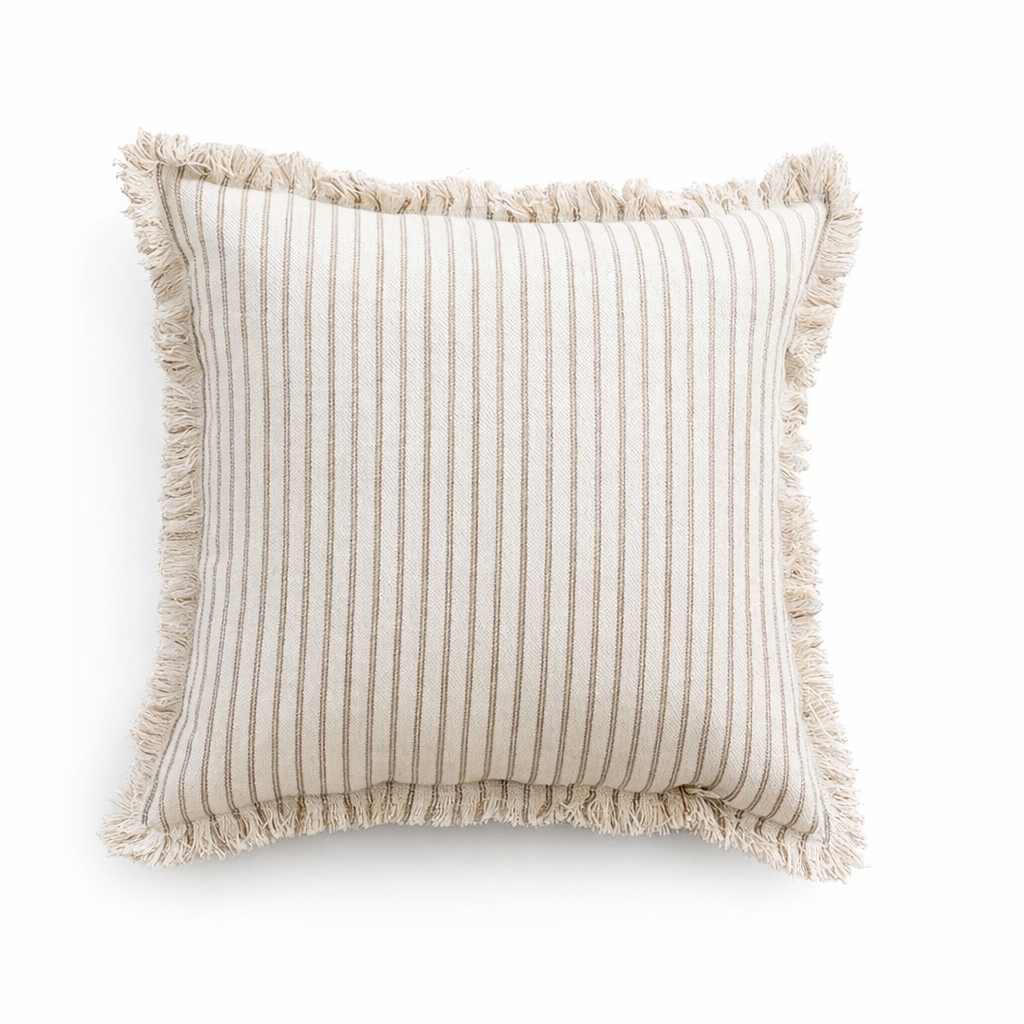 Coastal Striped Cotton Blend Throw Pillow