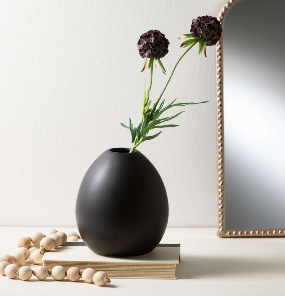 Modern Matte Black Oval Vase