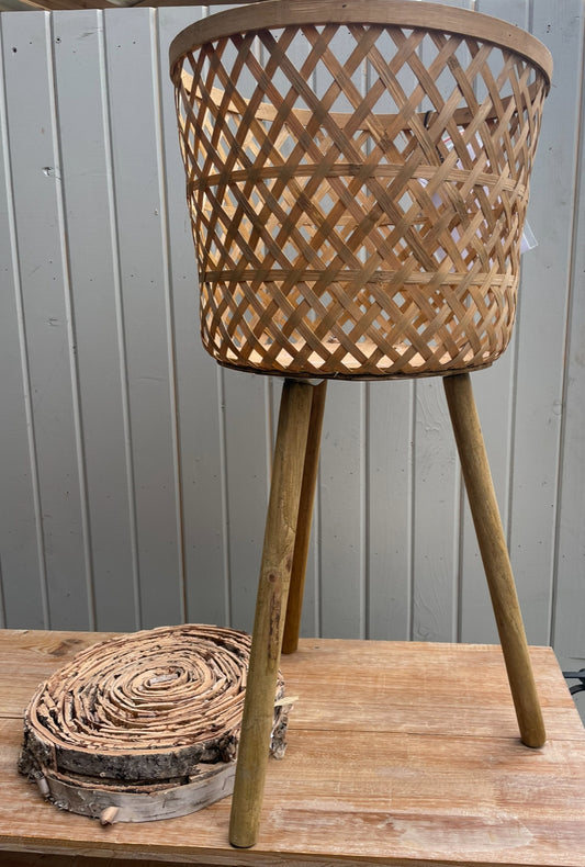 Bamboo Basket w/wood Legs-large