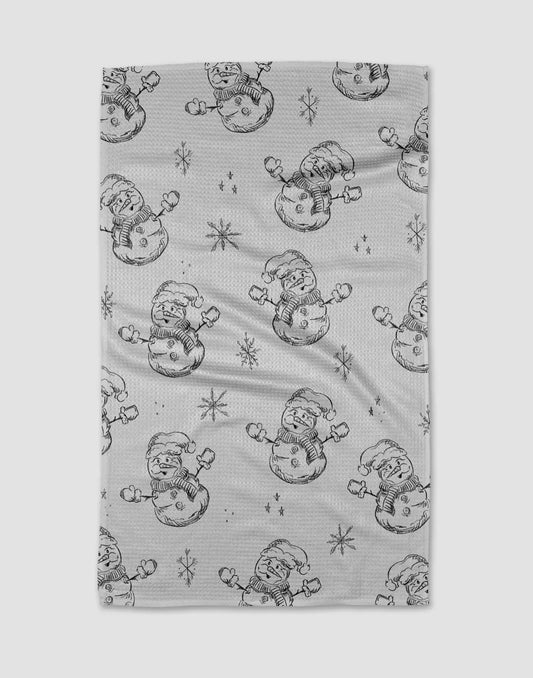 Snowman Charcoal Tea Towel