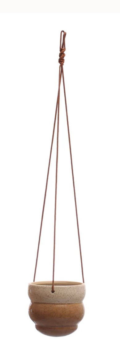 Hanging Stoneware Planter w/Cotton Hanger