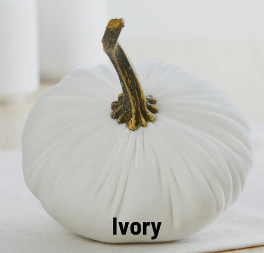 Small Ivory Velvet Pumpkin
