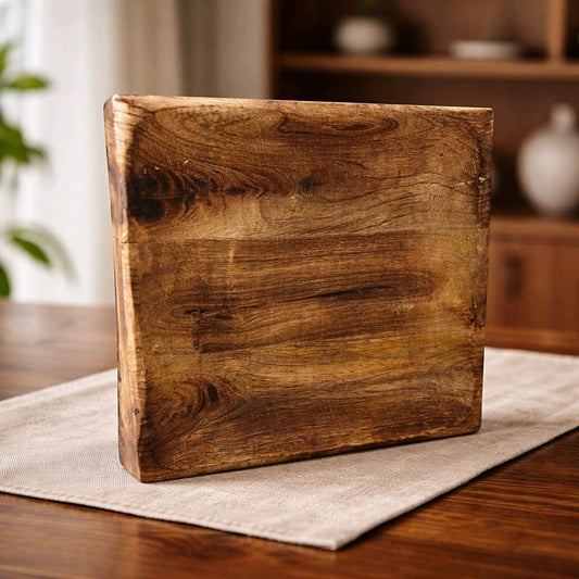 Dark Wood Square Tray 10x10x1.5in