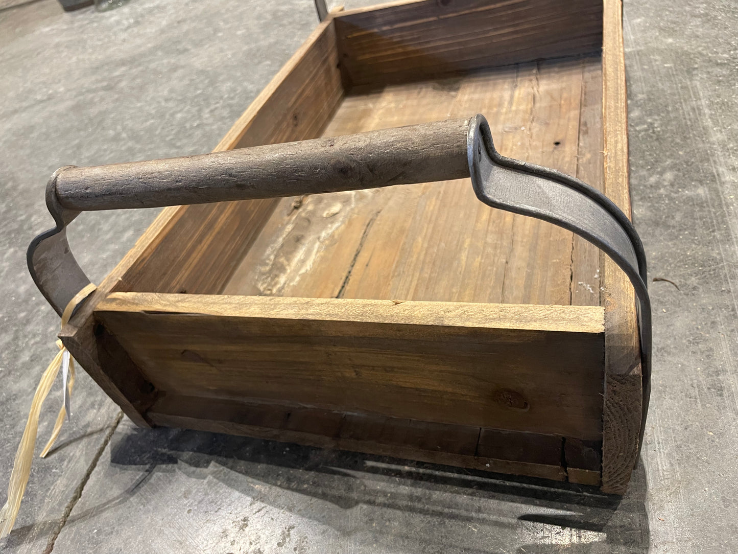 Rustic Wood Tray w/Metal & Wood Handles