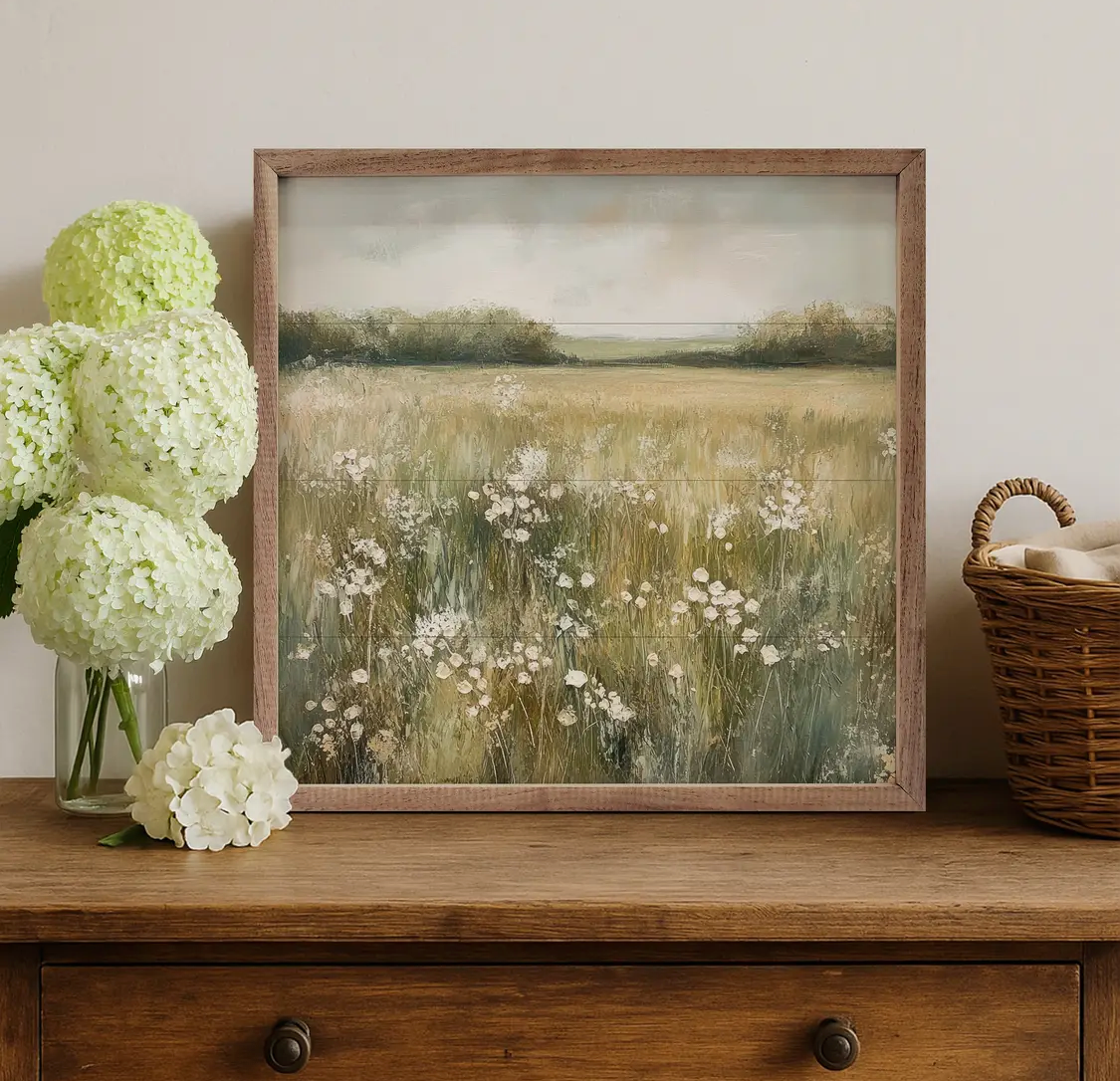 8” x 8” Neutral Field of Flowers