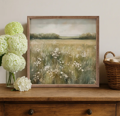 8” x 8” Neutral Field of Flowers