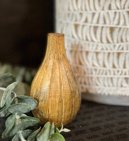 Mini Teardrop Wood Vase 4x3in