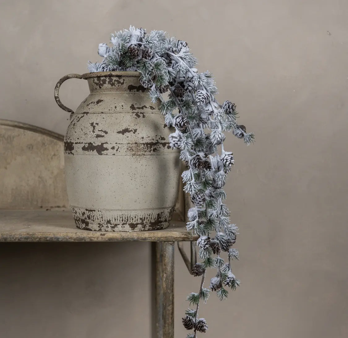 42” Draping Snowy Larch & Pinecone Spray