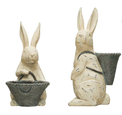 10-1/4”H Resin Rabbit w/ Basket