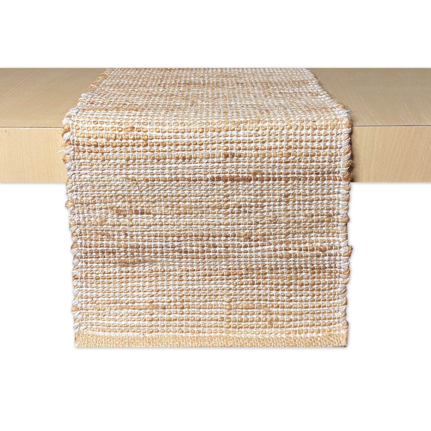 OMBRE TABLE RUNNER, NATURAL JUTE-IVORY, 13''x48''.