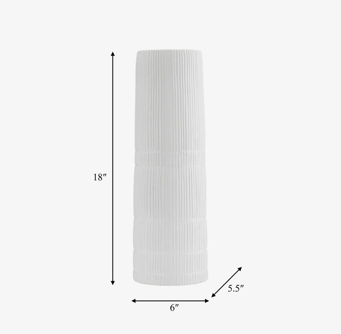18” White Ceramic Lined Cylinder Vase