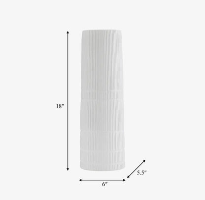 18” White Ceramic Lined Cylinder Vase