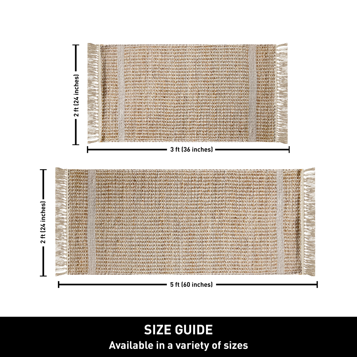 BRAIDED JUTE RUG, NATURAL JUTE-IVORY, 2'x3'