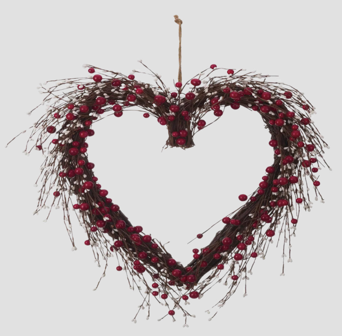 Red/White Berry Heart Wreath