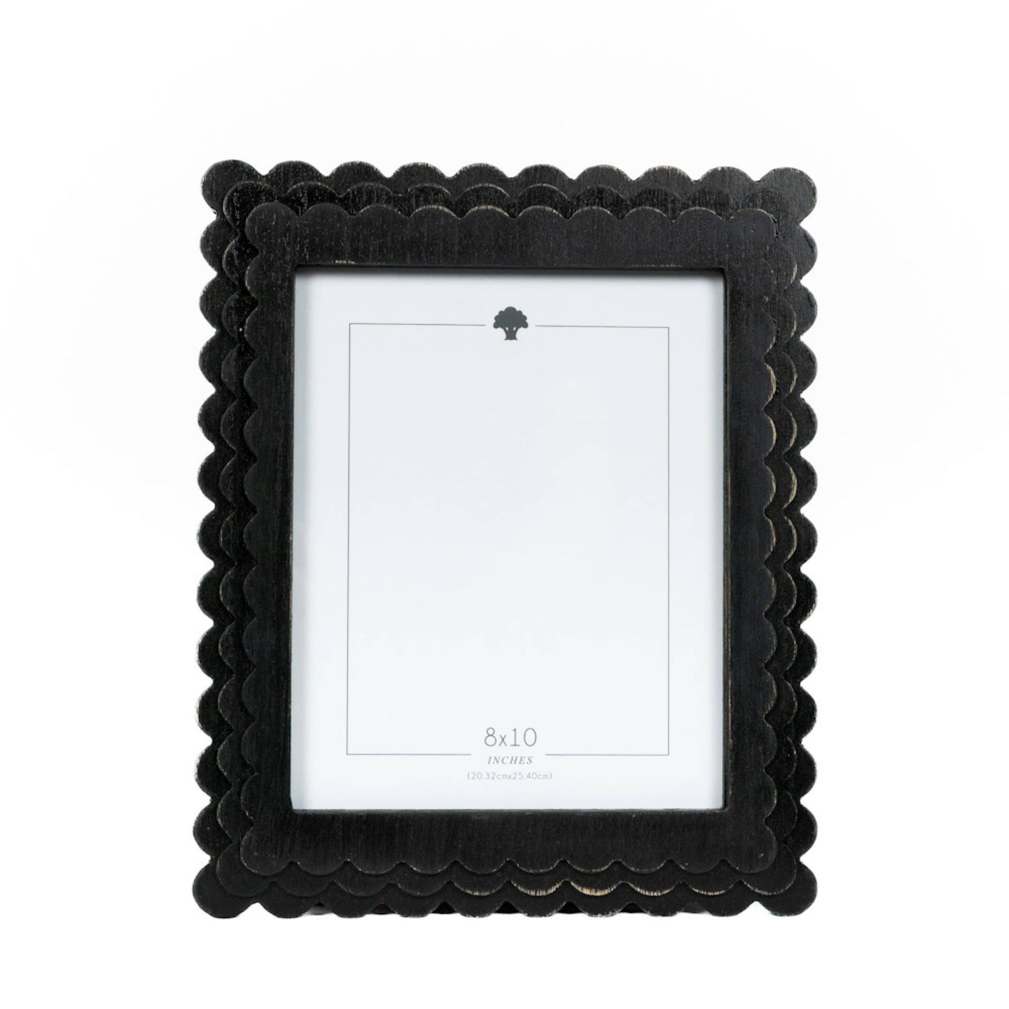 Wood scallop photo frame for 8x10 pic, black  - 17059