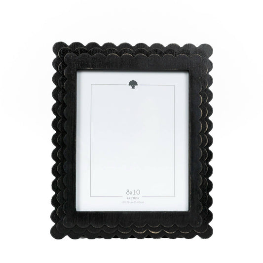 Wood scallop photo frame for 8x10 pic, black  - 17059