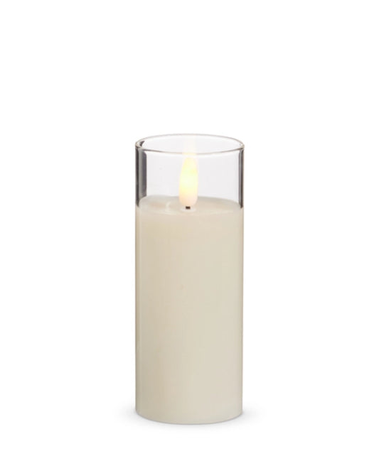 2”x5” Clear Glass Ivory Pillar Candle