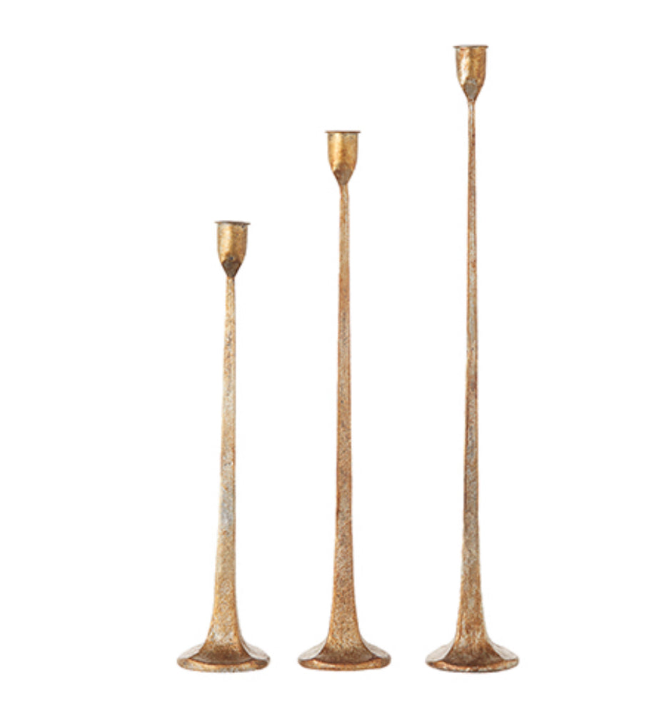 19.75” Gold Iron Taper Candlesticks-Lg