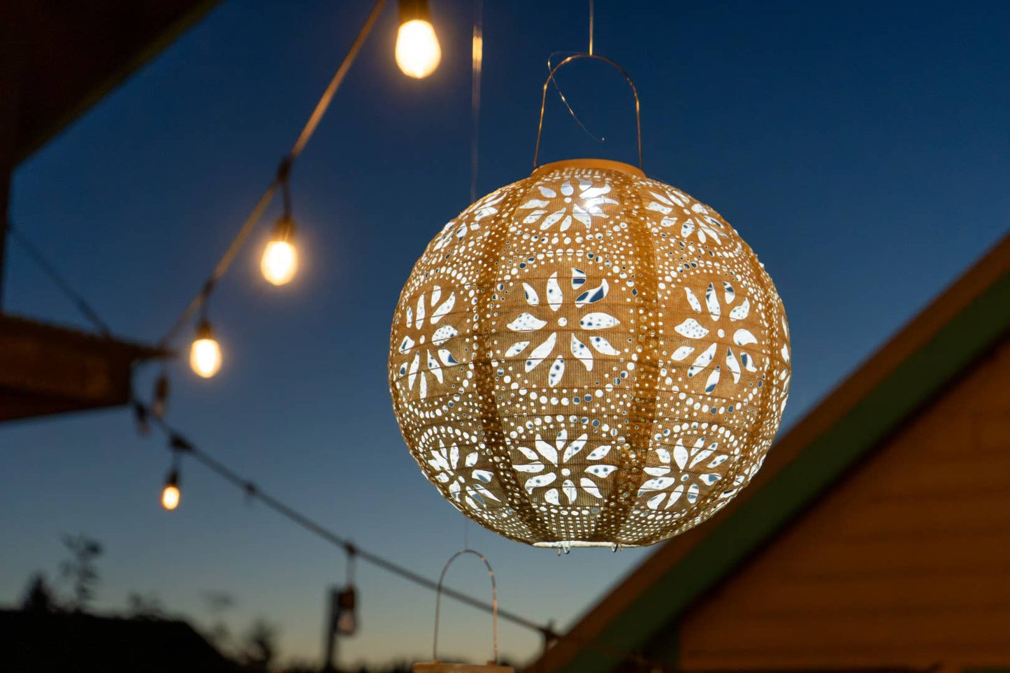 *NEW* Stella Luxe 12" Globe Boho Battery Lantern - Pearl
