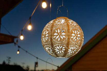 *NEW* Stella Luxe 12" Globe Boho Battery Lantern - Pearl